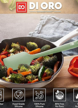 DI ORO Silicone Spatula - 600°F Heat-Resistant Rubber Kitchen Spatula for Baking, Scraping, & Mixing - BPA Free Nonstick Cookware Safe Flexible Utensil for Cooking - Seamless & Dishwasher Safe (Sage)