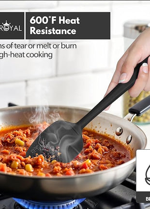 Silicone Spatula Set - 4-Piece Rubber Spatulas Silicone Heat Resistant 600°F for Everyday Task - Seamless Design Kitchen Spatulas for Nonstick Cookware - Black