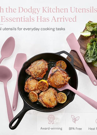 GIR: Get It Right - 5 Piece Essentials All Purpose Set - Ladle, Spatula, Flip, Spoon & Spoonula, Non-stick, Heat Resistant, Dishwasher Safe, Kitchen Utensils, Baking Supplies - Rose