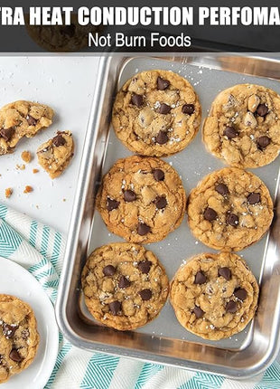 Baking Sheet Cookie Sheet Set of 2, Umite Chef Stainless Steel Baking Pans Tray Professional 12 inch, Non Toxic & Healthy, Mirror Finish & Rust Free, Easy Clean & Dishwasher Safe