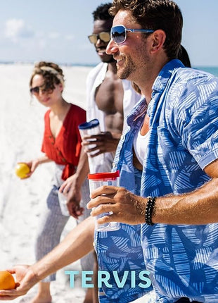 Tervis Clear & Colorful Tabletop Made in USA Double Walled Insulated Tumbler Travel Cup Keeps Drinks Cold & Hot, 16oz, Red