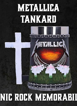 Nemesis Now Metallica Master of Puppets Tankard, Hand-Painted Resin, Officially Licensed Metal Album Art, Stainless Steel Insert, 15.5cm