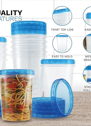 Tafura 6 Pack Leakproof Freezer Containers for Food with Twist Top Lids - 32 Oz BPA Free Reusable Plastic Soup Containers with Screw On Lids - Ideal for Meal Prep, Leftovers & Pantry Organization