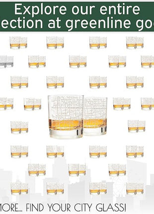 Greenline Goods Whiskey Glasses - 10 Oz Tumbler Set for Minneapolis lovers, Etched with Minneapolis City Map Old Fashioned Rocks Glass - Set of 2
