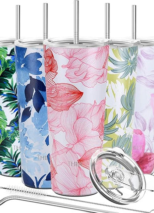 THILY Tumbler Stainless Steel Coffee Cup 26 oz Triple-Insulated Travel Mug with Splash-Proof Lid, Reusable, BPA Free, for Iced Water and Hot Beverage Smoothies Cup, Red Lotus