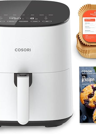 COSORI Air Fryer Pro LE 5-Qt Airfryer, With 20PCS paper liners, 10 Functions that Dry, Bake, Roast &Preheat, Shake Reminder, Up to 450℉, 85% Oil less, Compact, 130+ Recipes, Dishwasher Safe, White