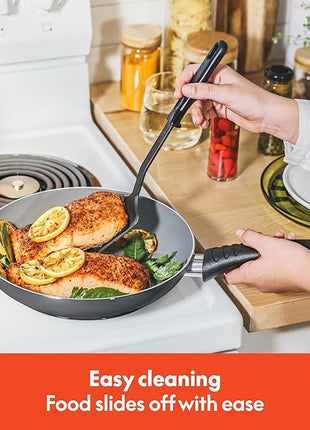 bella Cookware Set with Glass Lids with Nonstick, PFOA Free and Scratch Resistant Surface, Aluminum Bakeware, Pots and Pans, Storage Bowls & Utensils, Compatible with All Stovetops, 21 Piece, Gray