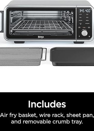 Ninja SP201 Digital Air Fry Pro Countertop 8-in-1 Oven with Extended Height, XL Capacity, Flip Up & Away Capability for Storage Space, with Air Fry Basket, Wire Rack & Crumb Tray, Silver