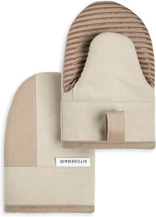 KitchenAid Beacon Two-Tone Non-Slip Mini Oven Mitt Set, Milkshake/Beige, 5.5"x8", 2 Piece
