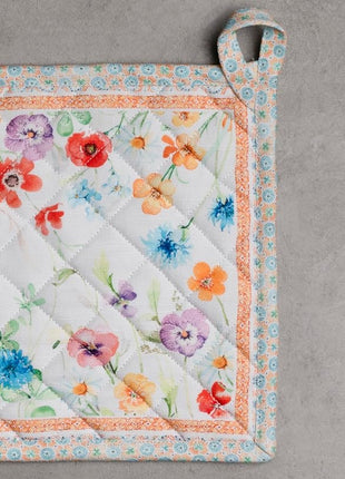 Maison d' Hermine Pot Holders Set 100% Cotton Heat Resistant Potholders 8" x 8" Hot Pads with Loop BBQ, Cooking, Baking, Grilling, Kitchen, Handling Hot Pans Spring/Summer (Pack of 2, Summer Whisper)