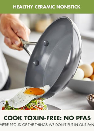 GreenPan Valencia Pro Ceramic Nonstick 11 Piece Cookware Set, Hard Anodized PFAS-Free Pots & Pans, Induction Ready, Compatible on All Cooktops, Dishwasher Safe, Oven Safe to 600F, Gray