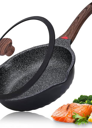 Vinchef Nonstick Deep Frying Pan Saute Pan with Lid, 10in/3Qt Skillet Pan, German 3C+ Ceramic Coating Technology, Aluminum Casting, Induction Compatible