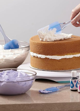 Wilton Easy Flex Silicone Spatula Set - Your Versatile Tools for Mixing, Folding, Scraping, Cooking, Frosting and Serving, Blue, 3-Piece