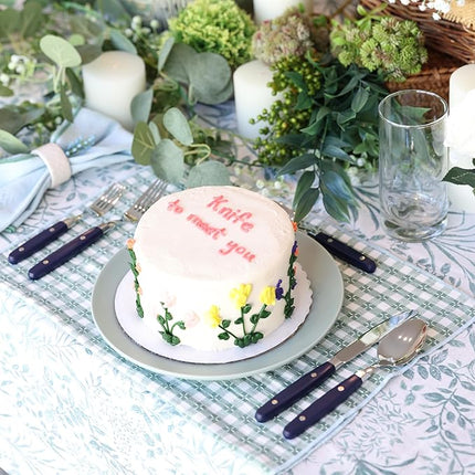 ANNOVA Silverware Set, Retro/Rivet Colorful Stainless Steel Tableware Kitchen Flatware Set Utensils, Includes Dinner Knives, Forks, Spoons, Salad Forks & Dessert Spoons (Navy Blue, 20 Pieces)