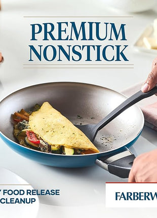 Farberware 20361 Dishwasher Safe Nonstick Cookware Set / Pots and Pans Set - 15 Piece, Blue