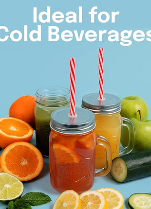 Estilo Glass Mason Jars with Handles, Lid and Straw 16 oz | Drinking Glasses Cups Mug Set for Iced Coffee, Tea & Smoothie - Set of 6