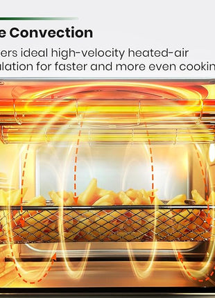 VAL CUCINA Infrared Heating Air Fryer Toaster Oven, Extra Large Countertop Convection Oven 10-in-1 Combo, 6-Slice Toast, Enamel Baking Pan Easy Clean with Recipe Book, Brushed Stainless Steel Finish
