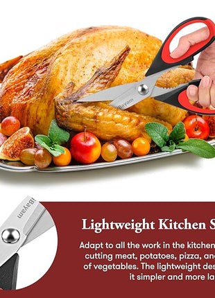 iBayam Kitchen Scissors All Purpose Heavy Duty, Kitchen Utensils Set, Stainless Steel Cooking Utensils Gadgets, Meat Poultry Food Shears Dishwasher Safe Utility Tools Home Gift, with Protective Sheath