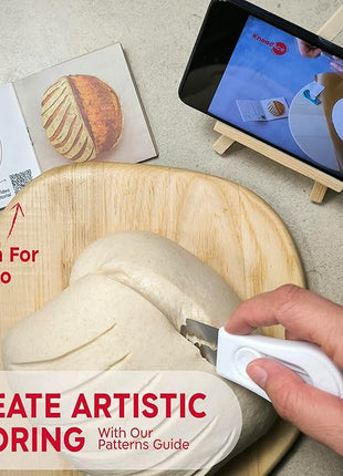 KneadAce Upgraded Magnetic Bread Lame, Professional Dough Scoring Tool with Extractable Blade, Sourdough Bread Tool for Baking, Includes Scoring Pattern Booklet & 5 Replaceable Razor Blades