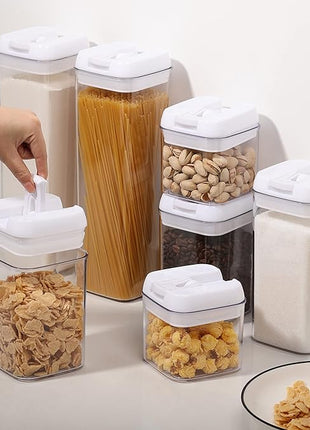 Vtopmart 6 PCS Airtight Food Storage Containers, BPA Free Plastic Snack Containers with Easy Lock Lids, for Kitchen Pantry Organization and Storage, Include 24 Labels, 0.8L