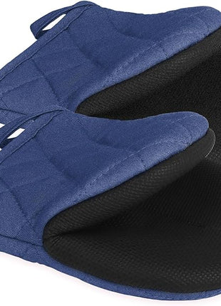 1 Pair Short Oven Mitts, Heat Resistant Silicone Kitchen Mini Oven Mitts for 500 Degrees, Non-Slip Grip Surfaces and Hanging Loop Gloves, Baking Grilling Barbecue Microwave Machine Washable