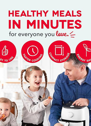 DASH Tasti-Crisp™ Electric Air Fryer Oven, 2.6 Qt., White – Compact Air Fryer for Healthier Food in Minutes, Ideal for Small Spaces - Auto Shut Off, Analog, 1000-Watt