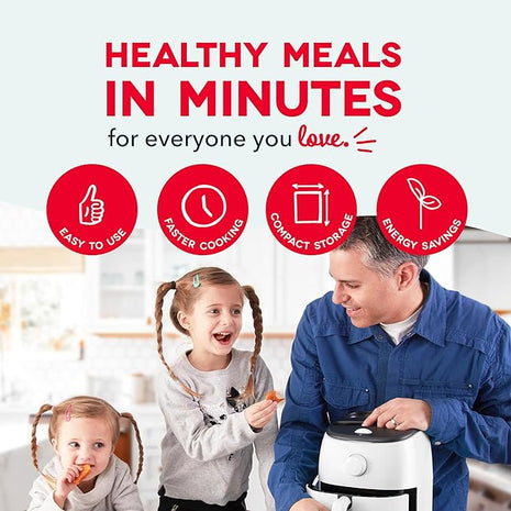 DASH Tasti-Crisp™ Electric Air Fryer Oven, 2.6 Qt., White – Compact Air Fryer for Healthier Food in Minutes, Ideal for Small Spaces - Auto Shut Off, Analog, 1000-Watt