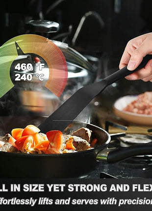 Anaeat Silicone Thin Spatula Set of 2 - Mini Brownie Serving Spatulas - Non Stick Spurtle Turner for Easy Cooking Eggs, Omelet, Pancake, Burgers, Pizza, Steak, Crepes, Heat Resistant & BPA Free