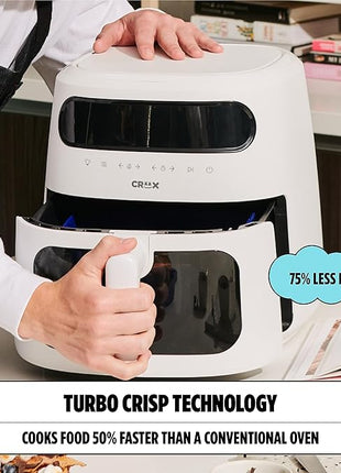 CRUX x Marshmello 8.0 QT Digital Air Fryer with TurboCrisp Technology, Touch Screen Temperature Control, Timer and Auto Shut-off, Fully Programmable, White