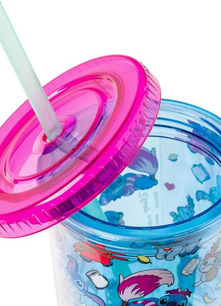 Silver Buffalo Disney Lilo & Stitch Halloween Costumes of Other Disney Characters Featuring Scrump Plastic Tall Cold Cup with Lid and Straw, 20 Ounces