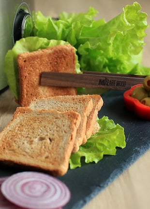 Magnetic Walnut Wooden Toaster Tongs | 8.7-Inch Kitchen Tongs for Cooking, Bread, Bacon, Bagels, and Muffins | Non-Toxic Design, A Durable Alternative to Bamboo, Perfect for Toaster, BBQ, and Grilling