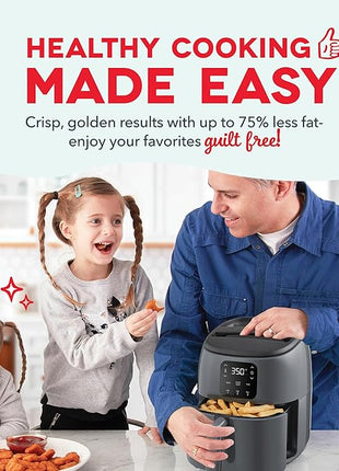 DASH Tasti-Crisp™ Electric Air Fryer Oven, 2.6 Qt., Grey – Compact Air Fryer for Healthier Food in Minutes, Ideal for Small Spaces - Auto Shut Off, Digital, 1000-Watt