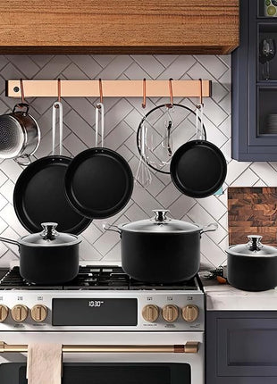 Stainless Steel pots and pans set, 10 Piece Nonstick Kitchen Induction Cookware Set,Works with Induction/Electric and Gas Cooktops, Nonstick, Dishwasher, Black