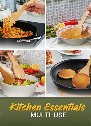 Wooden Utensil Set, Bamboo Utensils – 7 PCs Wood Spoons for Cooking, Easy to Clean, Sturdy, Lightweight & Heat Resistant