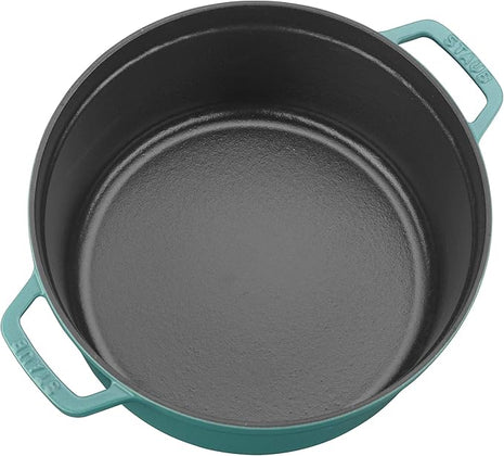STAUB Cast Iron 5.5-qt Round Cocotte, Serves 5-6, Made in France, Turquoise