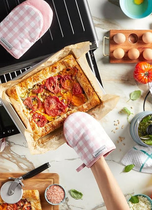 KitchenAid Gingham Mini Oven Mitt 2-Pack Set, Dried Rose, 5.5"x8"