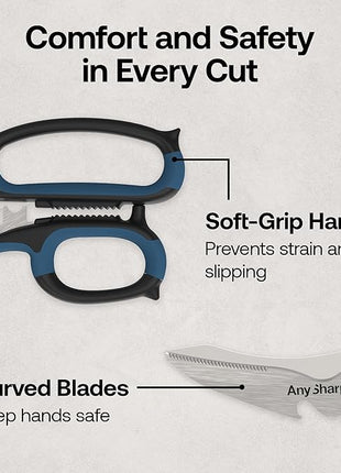 AnySharp 5-in-1 Multi-Function Kitchen Shears - Kitchen Scissors Heavy Duty with Hardened Steel Blades - Cut Chicken Bones and Thick Fabrics - Grip for Both Left and Right Handed - Dishwasher Safe