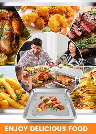 Air Fryer Baking Pan for Nuwave Bravo 12 in 1 21 Qt Air Fryer Toaster Oven, 11.2'' * 10.5'' Air Fryer Grill Pan Grill Plate Crisper Plate Rack Parts Accessories Tray, Stainless Steel