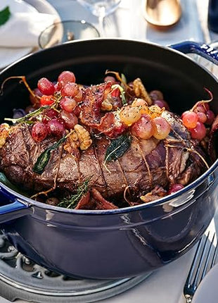 STAUB Cast Iron Roaster/Cocotte, Round, 5 L, Dark Blue, 26 cm