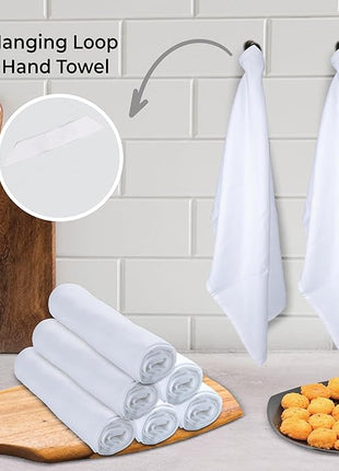 Urban Villa Kitchen Towels Set of 6 fall dish towels for kitchen 100% Cotton White Color Dish Cloths 20''X30'' Large Multi-Purpose Kitchen Hand Towels Highly Absorbent Kitchen Towels with hanging Loop