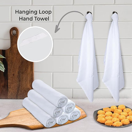 Urban Villa Kitchen Towels Set of 6 fall dish towels for kitchen 100% Cotton White Color Dish Cloths 20''X30'' Large Multi-Purpose Kitchen Hand Towels Highly Absorbent Kitchen Towels with hanging Loop