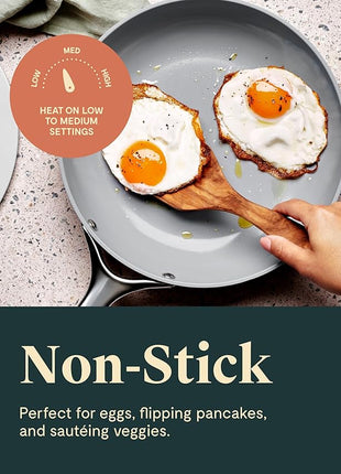 Caraway Fry Pan Duo - Nonstick Ceramic Frying Pan (8" & 10.5”) - Non Toxic, PTFE & PFOA Free - Oven Safe & Compatible with All Stovetops (Gas, Electric & Induction) - White