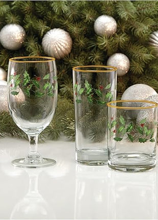 Lenox 849605 Holiday 4-Piece Highball Glass Set, Christmas Dinnerware, Hosting
