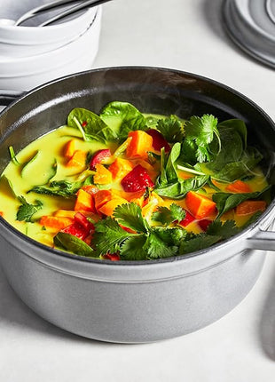 Staub Cast Iron Round Dutch Oven, Made in France, Graphite Grey, 4-qt, Serves 4-6 people