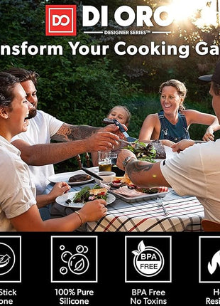 DI ORO Silicone Turner Spatula Set - Forever Warranty - Kitchen Spatulas for Nonstick Cookware - 600°F Heat-Resistant & BPA Free - Flexible & Thin Flippers for Turning Eggs & Pancakes (6 Piece, Black)