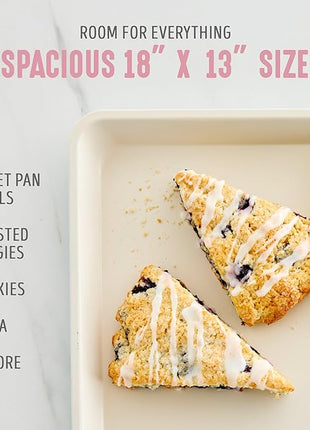 GreenLife Bakeware 18” x 13” Half Cookie Sheet Baking Pan, Non-Toxic PFAS-Free Healthy Ceramic Nonstick, Oven Safe to 450°F, Easy Release, Even Heating, Easy Clean, Pink