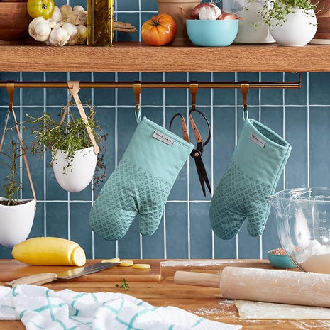 KitchenAid Asteroid Oven Mitt 2-Pack Set, Mineral Water, 7"x12.5"