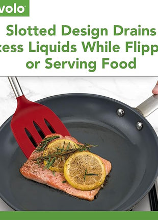 Tovolo Silicone Slotted Turner With Stainless Steel Handle, Pancake Spatula, Scratch-Resistant Kitchen Utensil for Nonstick Cookware & Cast Iron Skillets, 1 Count