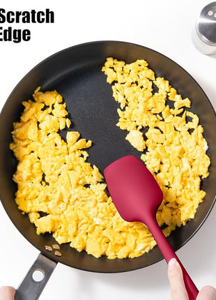 Heat Resistant Silicone Spoon Spatulas, Doosu 600°F High Temp Flexible Cooking Spoons Kitchen Spoonula Scratch-Proof for Mixing Stirring Scraping Serving Non-Stick Cookware (Set of 3, Multi-5)