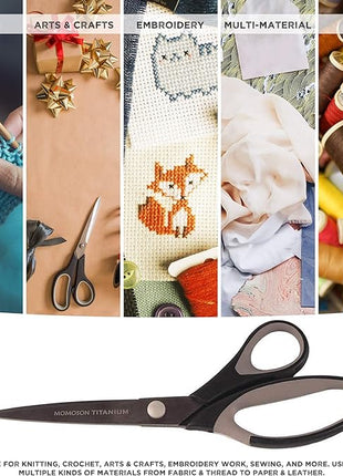 BambooMN Titanium Softgrip Scissors Set for Sewing, Arts, Crafts, Office - 30 Sets of 3 - Black w/Dark Grey Inlays